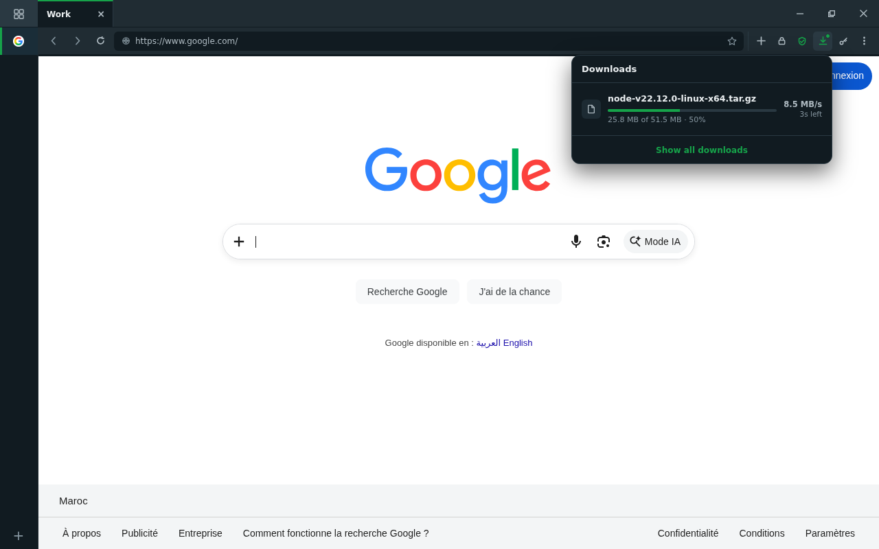 caption: The downloads popup — live progress, per profile.