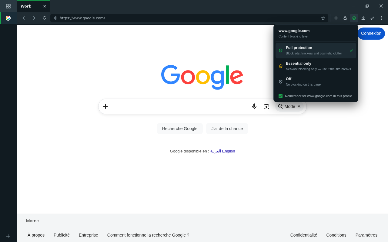 caption: The toolbar shield — per-site blocking control for the current tab.