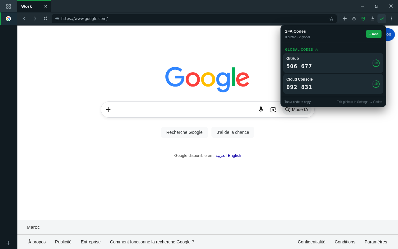 caption: Live 2FA codes — add by secret, per profile or global.
