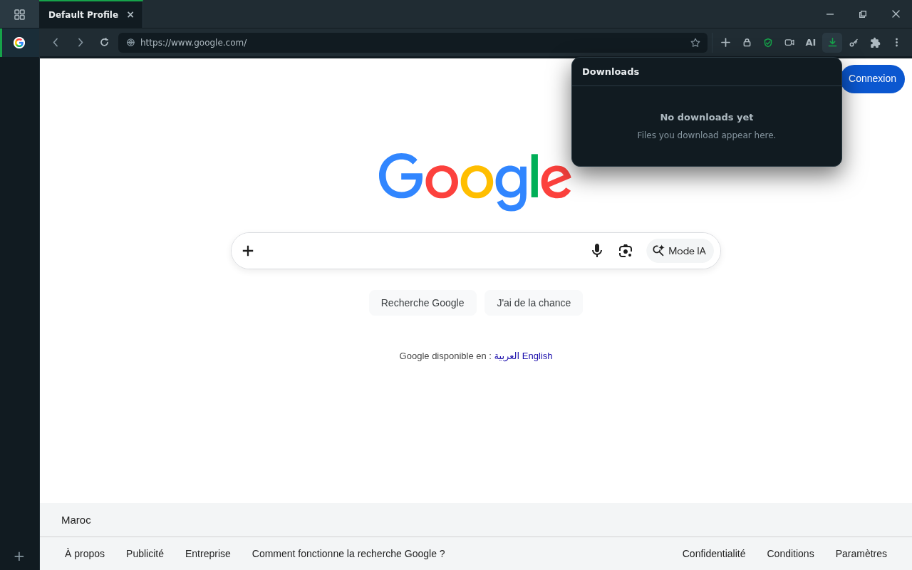 caption: The downloads popup — live progress, per profile.